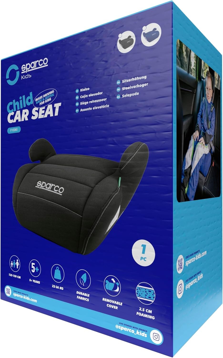 i-Size Booster Seat 125–150cm Child Car Seat R129 Lightweight Black