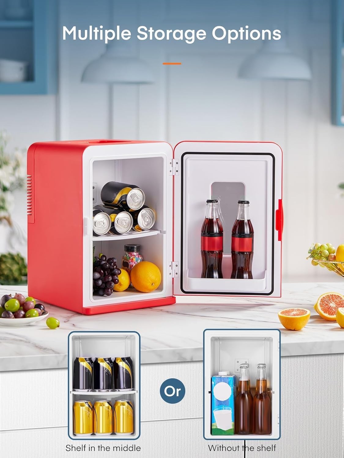 15L Mini Fridge Portable Cooler & Warmer Red 12V/240V Compact