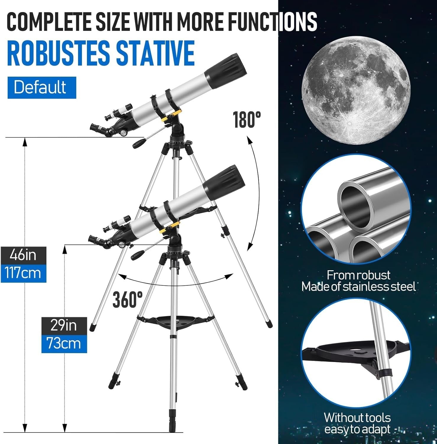 90mm Aperture 900mm Telescope for Adults & Kids with Phone Adapter
