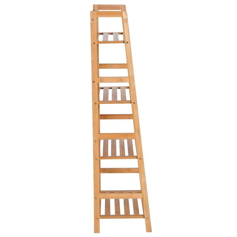 Bamboo 4-Tier Ladder Shelf Bookcase Display Rack for Plants, Towels, Books