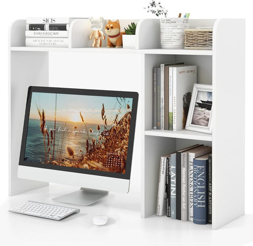 White Desktop Bookshelf 3-Shelf Storage Hutch Organizer Rack 94cm