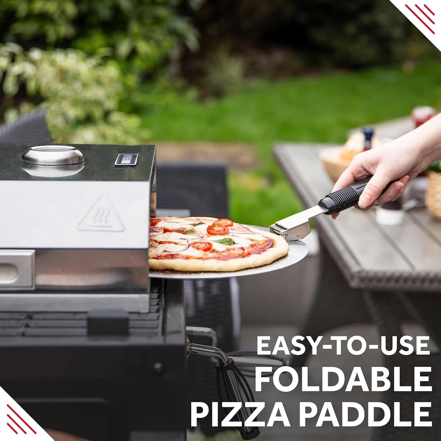 12" BBQ Pizza Oven Grill Top With Paddle & Stone Stainless Steel Outdoor Cooker
