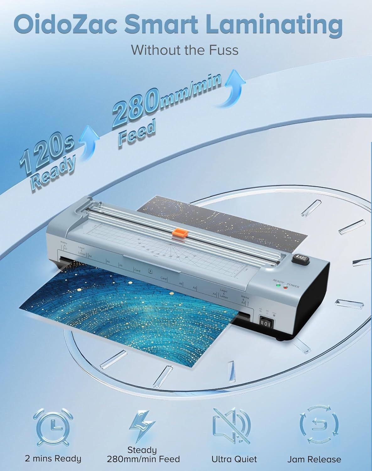 A3 13-Inch Laminator Hot Cold No Jam 10-in-1 Built-In Trimmer + Sheets