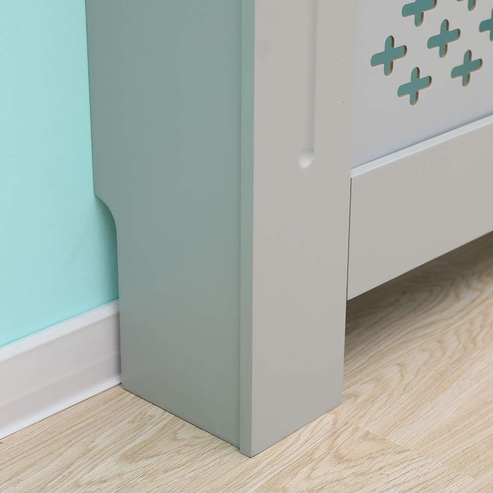 Large Grey Radiator Cover | Modern MDF Cross Pattern Cabinet