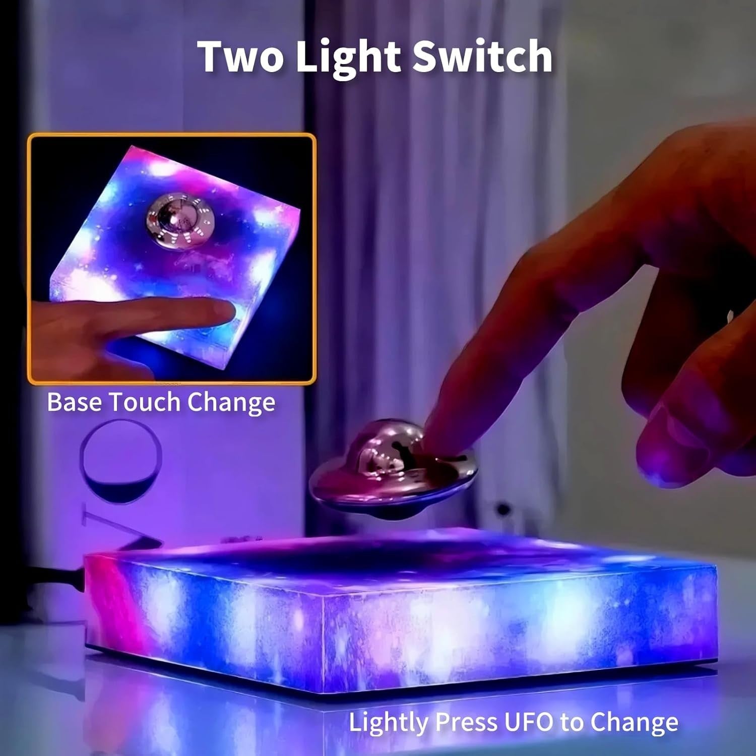 Levitating UFO Lamp, Magnetic Floating 360° Rotating RGB Night Light