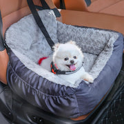 Luxury Dog Booster Car Seat Washable Travel Bed Safety Leash Grey