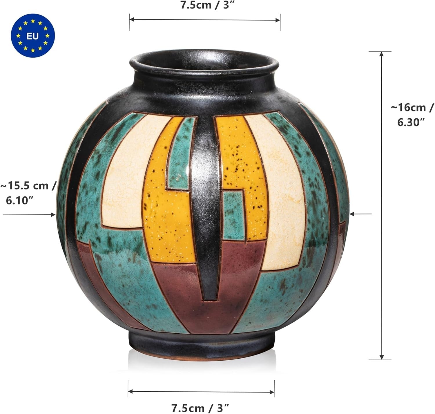 Handmade Ceramic Flower Vase 16cm Artisan Glazed Decorative Pottery