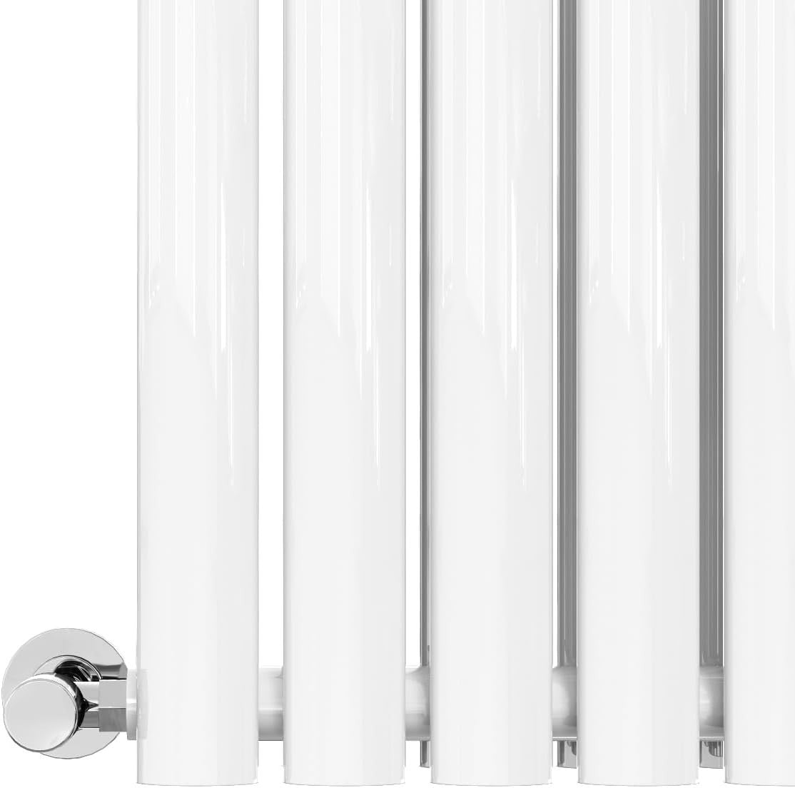 1800x590mm White Vertical Double Panel Oval Column Radiator Heater