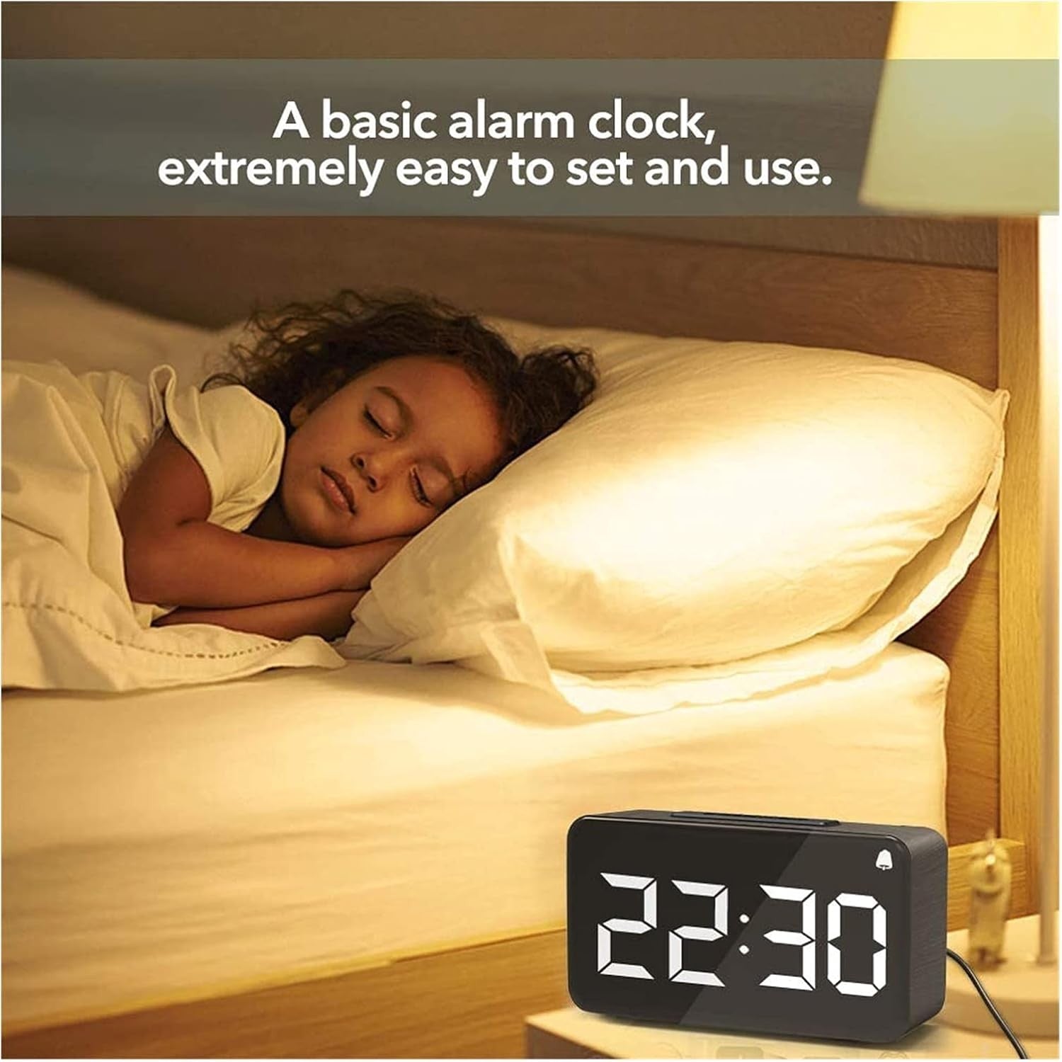 Digital Alarm Clock LED Large Display USB Charging Bedside Clock for Heavy Sleep