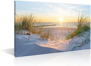Large Beach Sunrise Canvas Wall Art 36x24in Framed Seaside