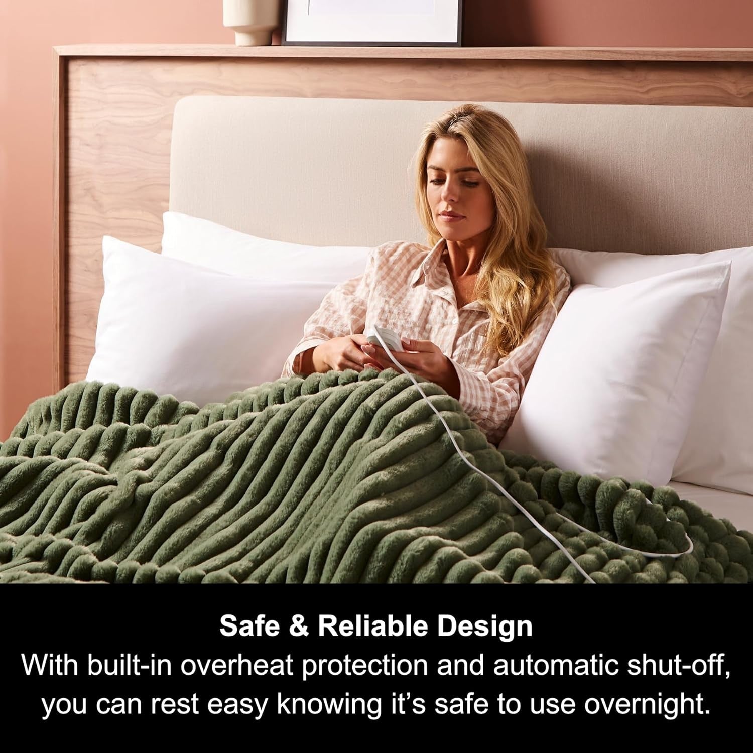 Electric Heated Throw Blanket 160x130cm Teddy Fleece 9 Heat Auto Off