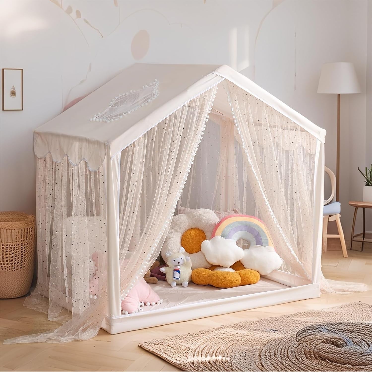 Boho Kids Castle Play Tent Indoor Outdoor w Sparkle Stars Large
