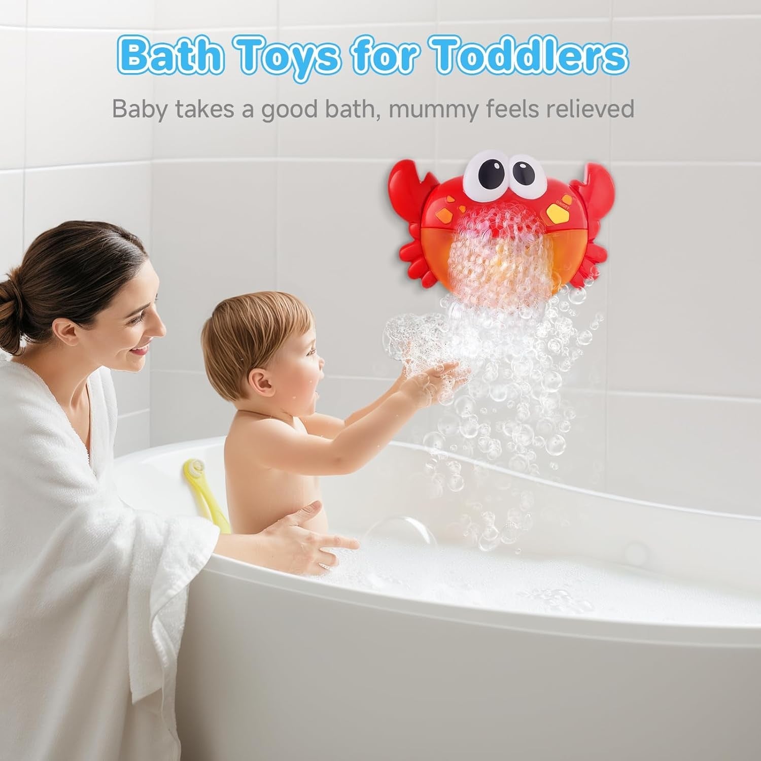 Crab Bath Bubble Machine with Music Baby Toddler Bath Toy Red