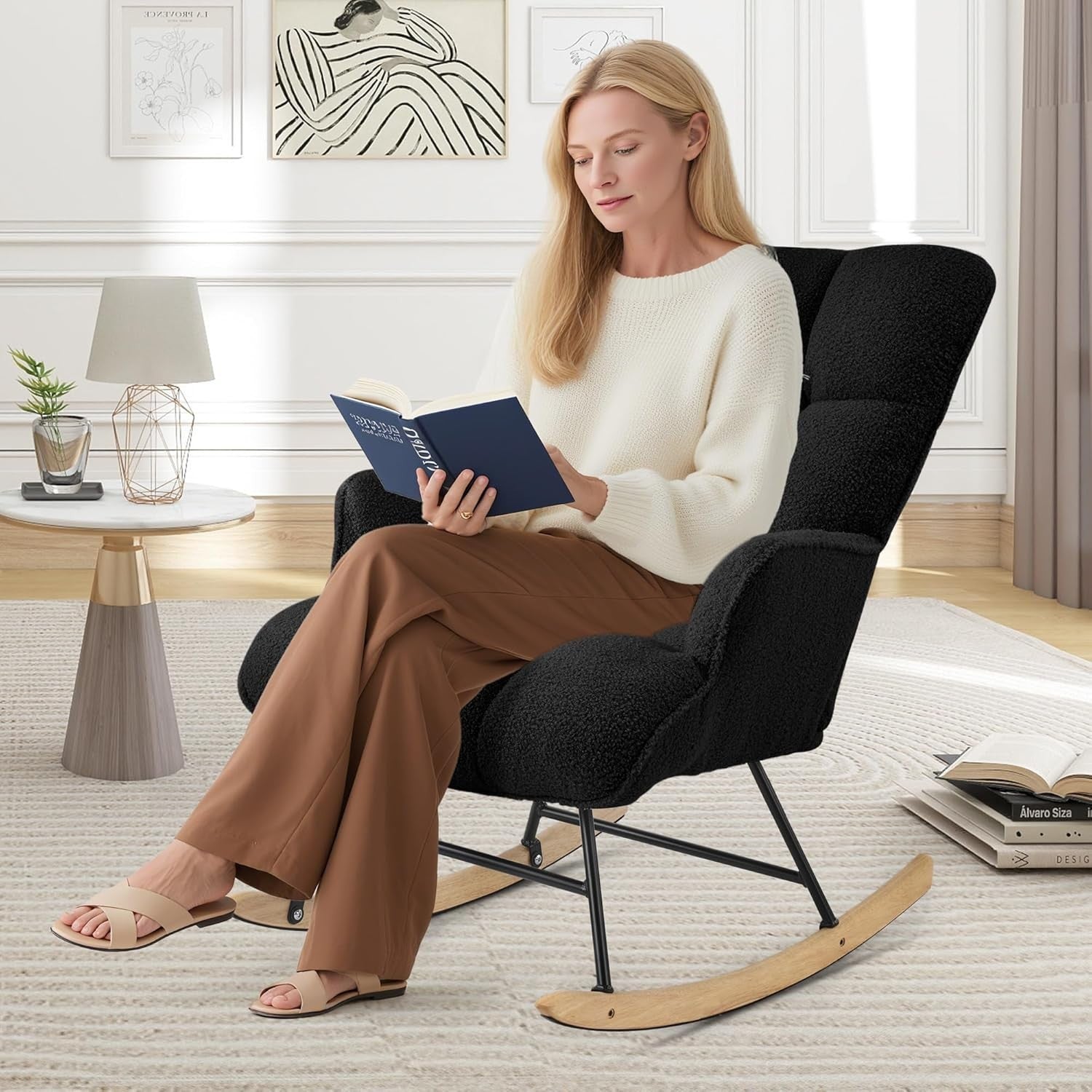 Nursery Rocking Chair Teddy Glider Armchair for Adults Comfy & Stylish