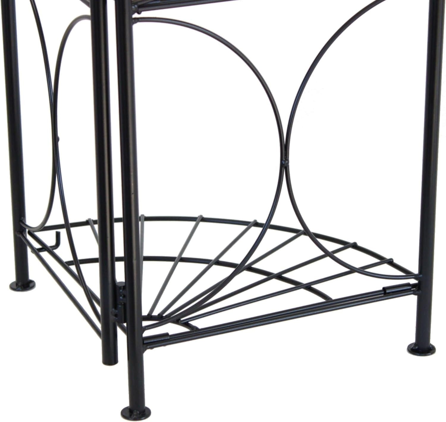 4 Tier Foldable Metal Plant Stand Black Garden Flower Display Rack Indoor Outdoo