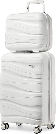2pc Cabin Travel Set Polypropylene Carry On Suitcase TSA Spinner + Beauty Case