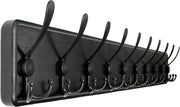 Wall Mounted Coat Rack 10 Hooks | Rustic Black Wood Hallway Hanger