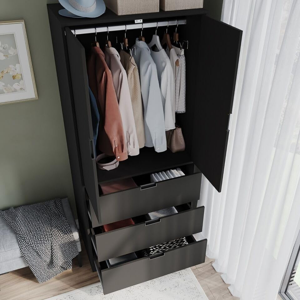 Modern Wardrobe with Drawers & Hanging Rail – Bedroom Storage 180cm