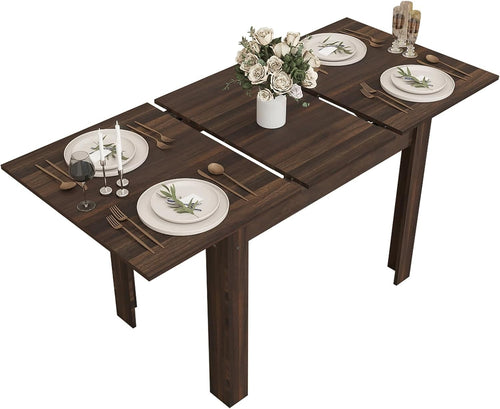 Extendable Dining Table 6-8 Seater Brown Wood Kitchen Home Solid Legs