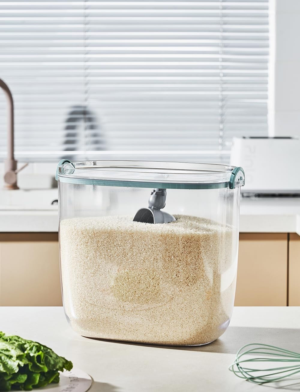 Large Airtight Rice Storage Container 10KG Food Bin with Measuring Scoop