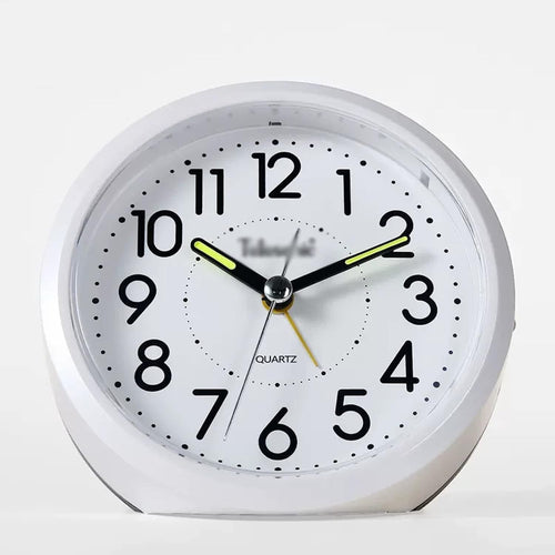 Silent Alarm Clock 4 Inch Non Ticking Night Light Battery Heavy Sleepers