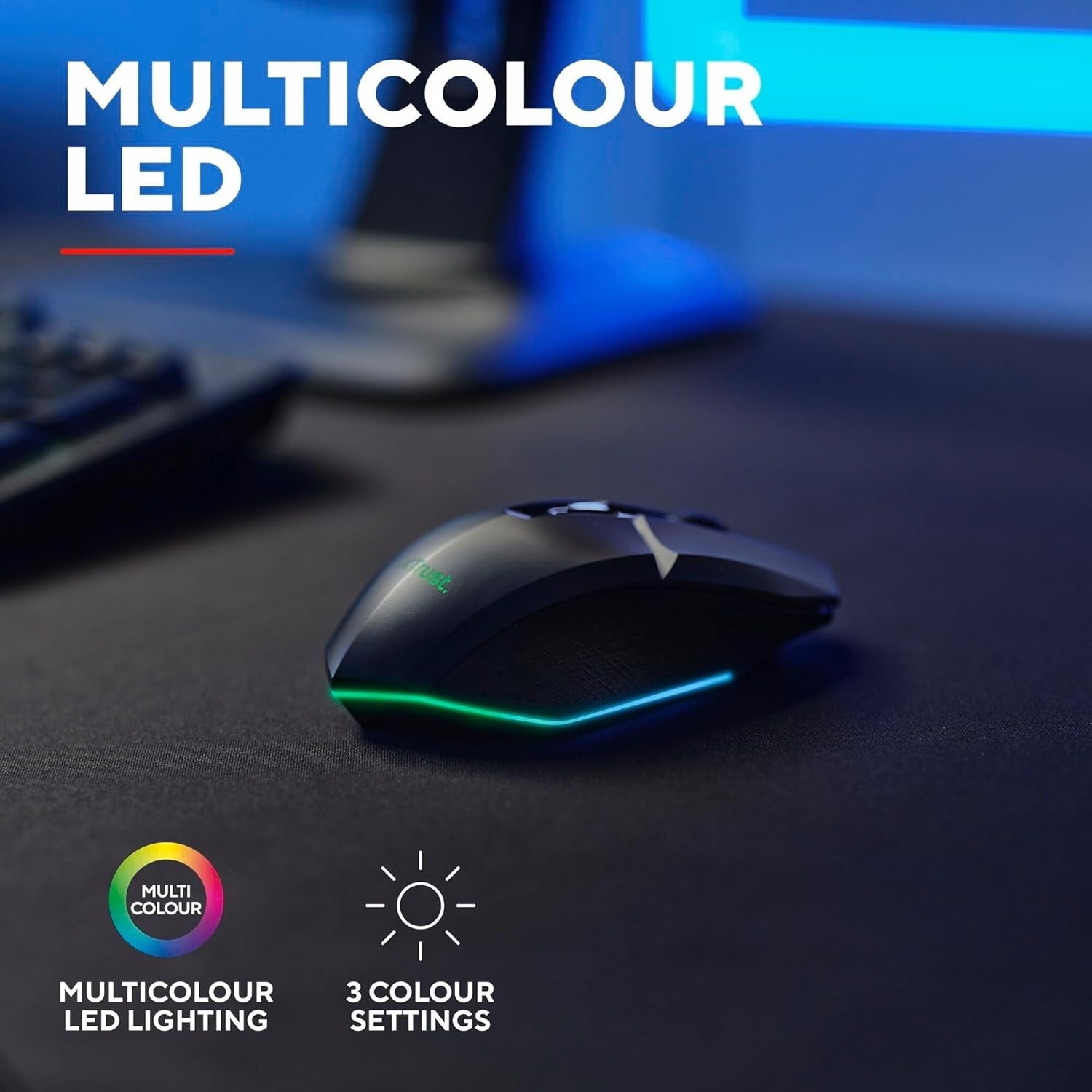 Rechargeable RGB Gaming Mouse Wireless 4800 DPI 6 Button Black