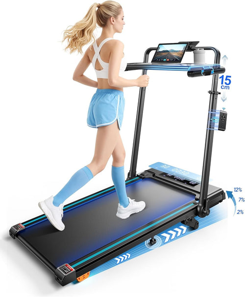 Folding 3.0HP Treadmill 2%-12% Incline 1-12KM/H Home Office Walking Pad