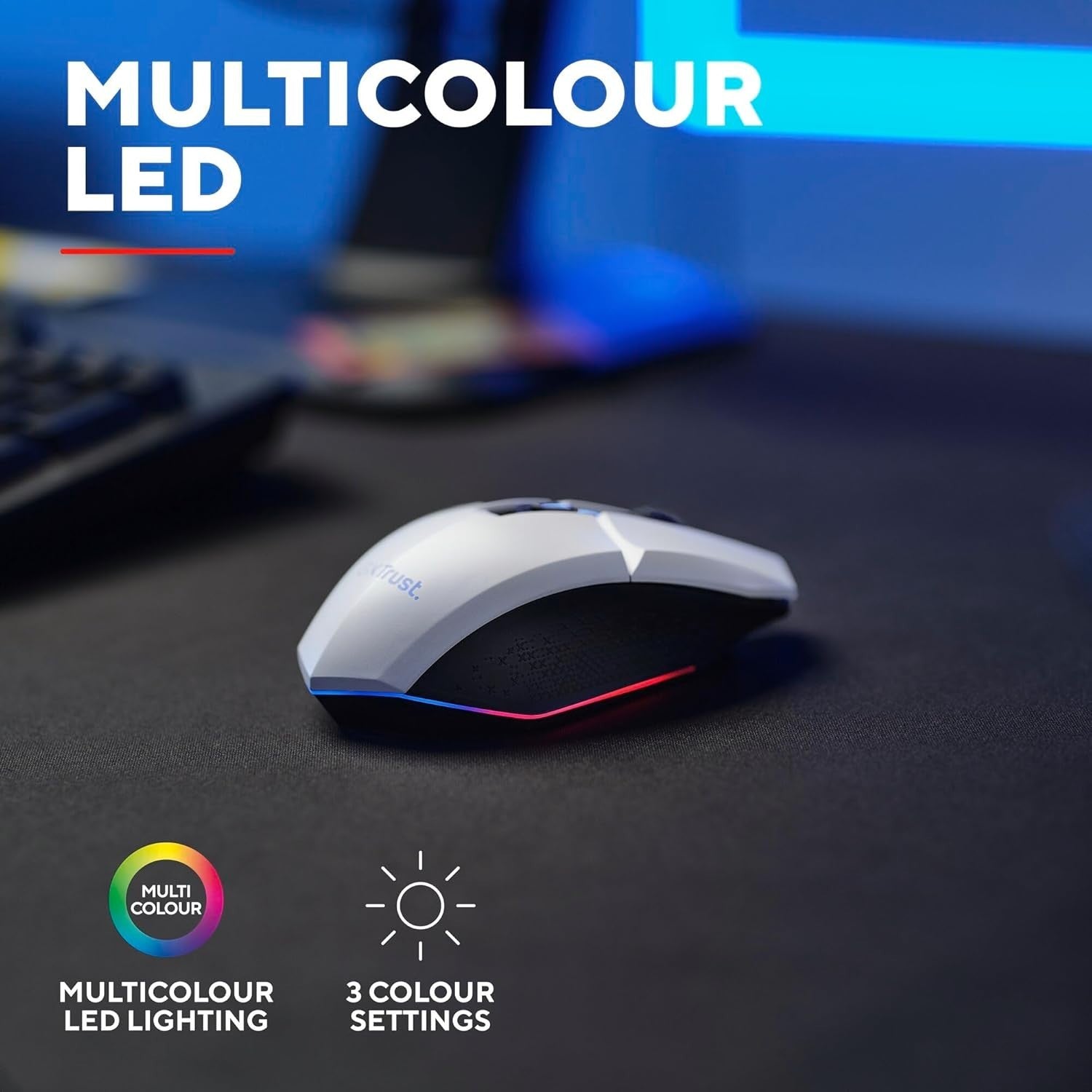 Wireless RGB Gaming Mouse Rechargeable 4800 DPI 6 Button White