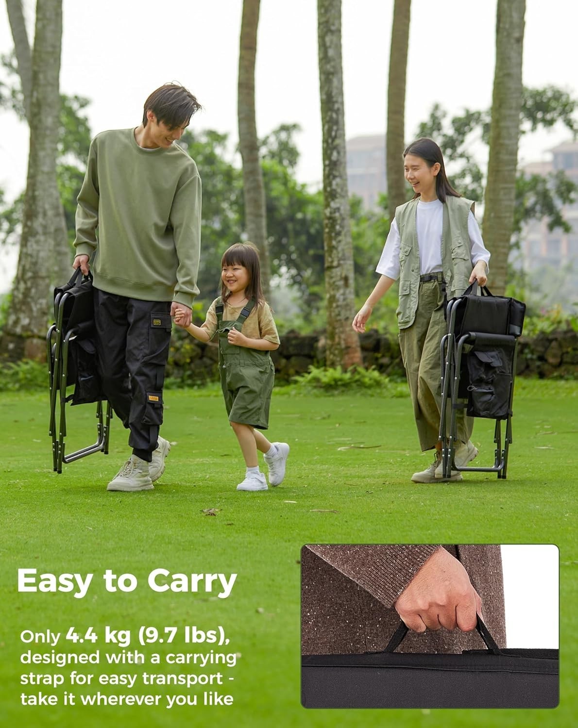Folding Directors Camping Chair 400LB W/ Side Table Pockets Armrests