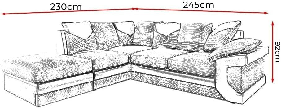 Left Hand Corner Sofa Brown Beige 5 Seater Couch w/ Footstool & Covers