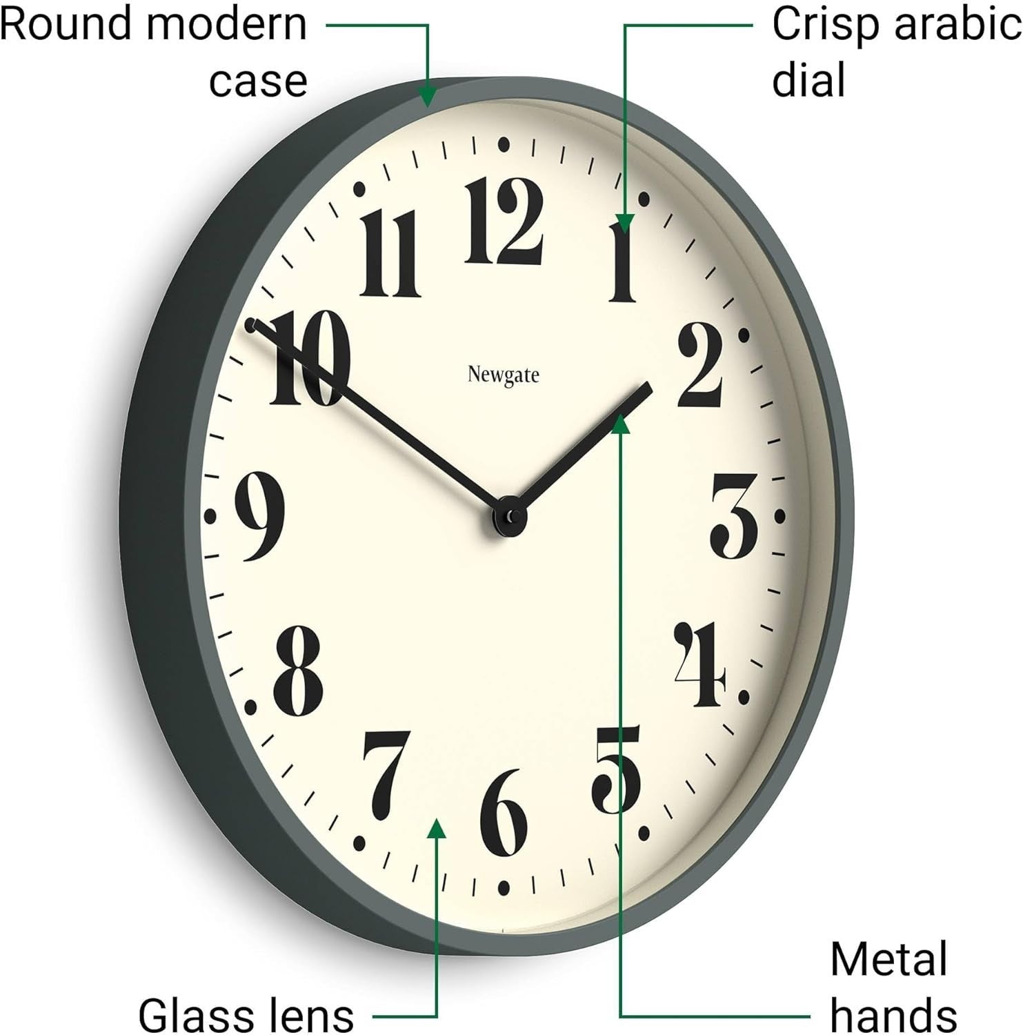 Silent Wall Clock 45cm Large Round Modern Quartz Battery-Powered Home Office