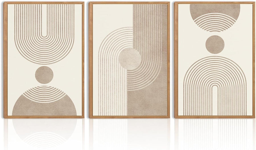 Framed Boho Abstract Wall Art Set 12x16in Neutral