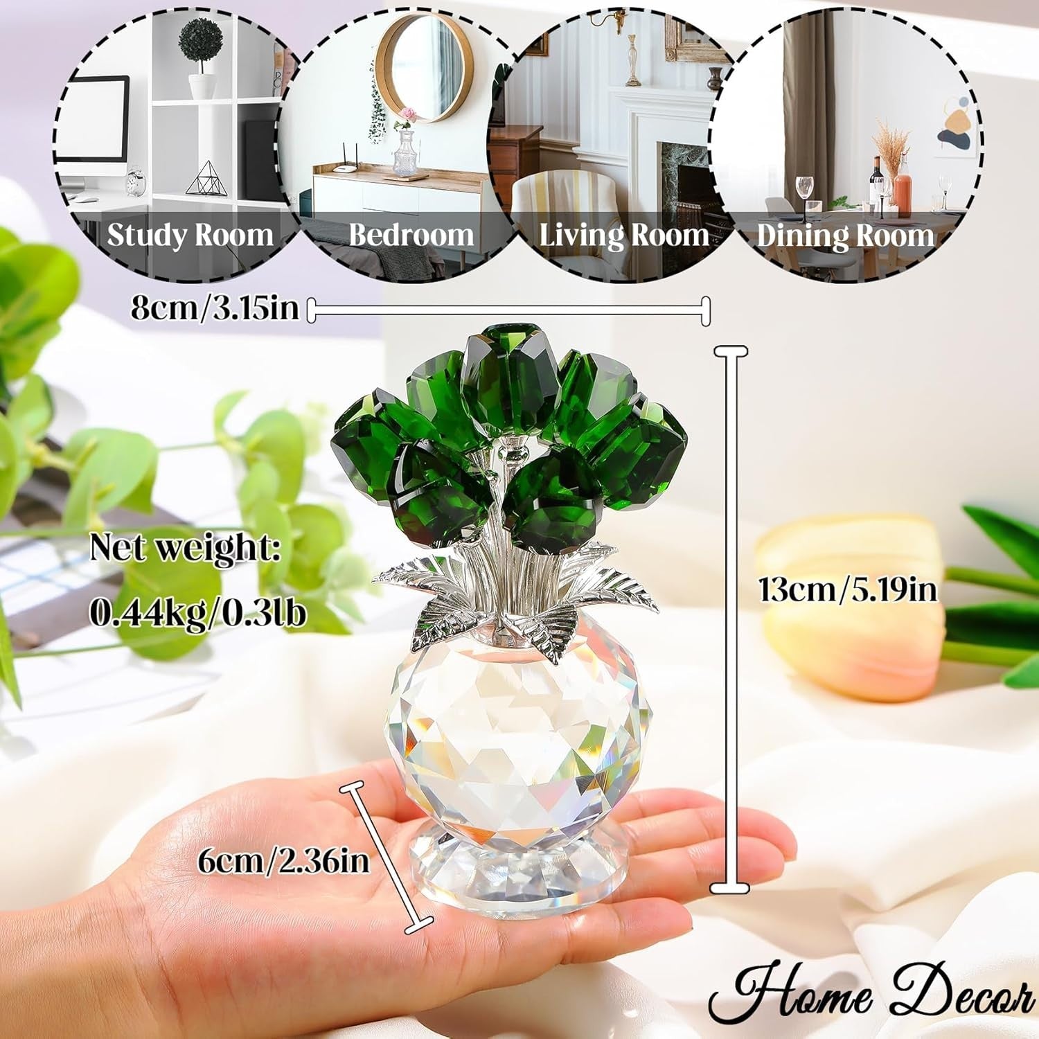 Emerald Crystal Tulip Bouquet Ornament – Luxury Glass Flower Gift