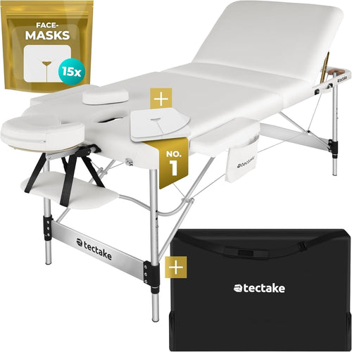 Portable 3 Zone Massage Table Foldable Aluminium Beauty Spa Bed 70cm White