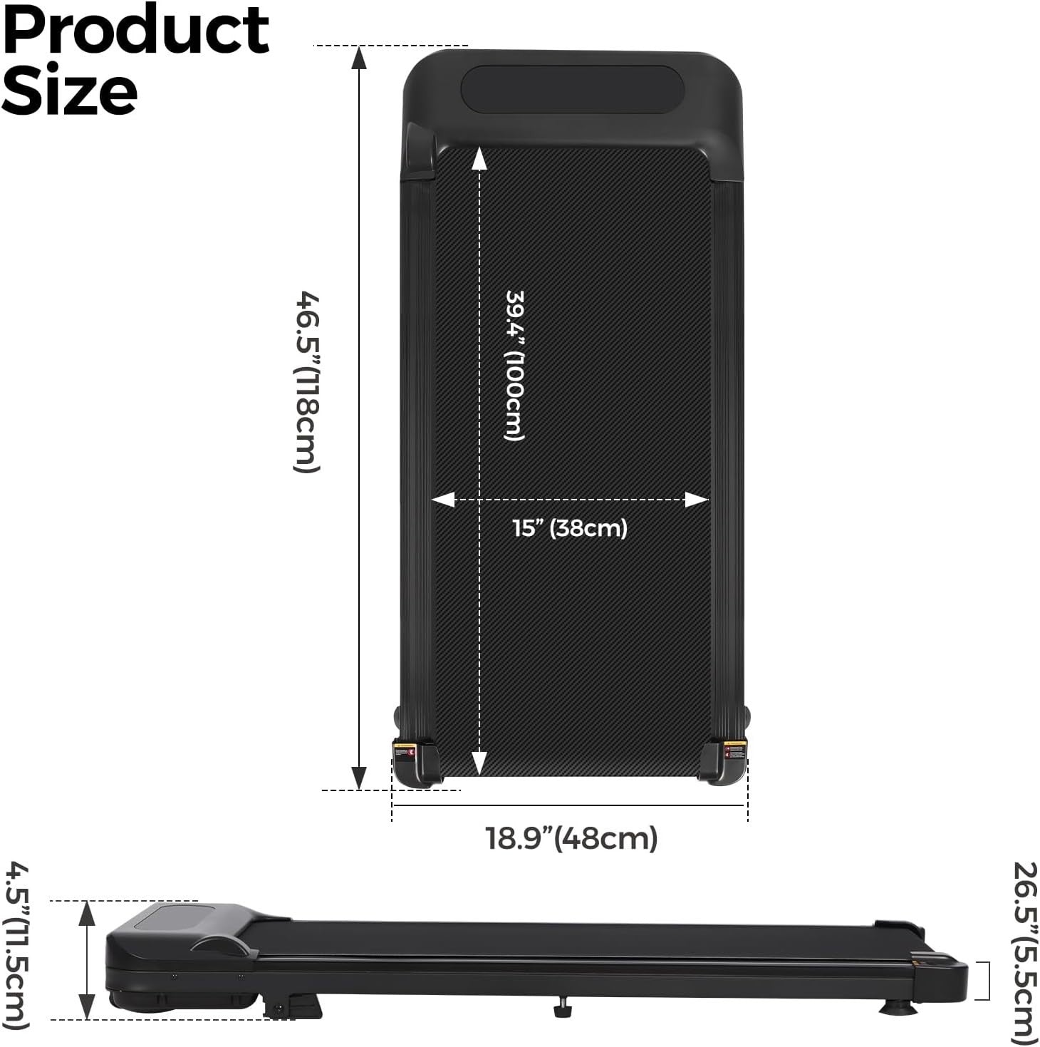 Chiidou Under Desk Walking Pad Treadmill 0.6-4 mph Incline LED