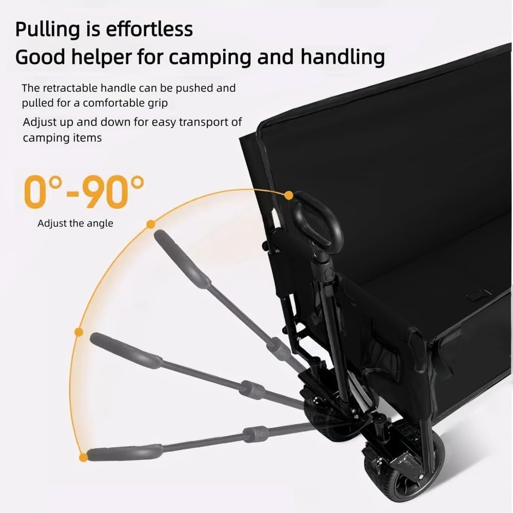 150L Folding Festival Wagon 445lbs Heavy Duty Cart w/ All-Terrain Wheels Black