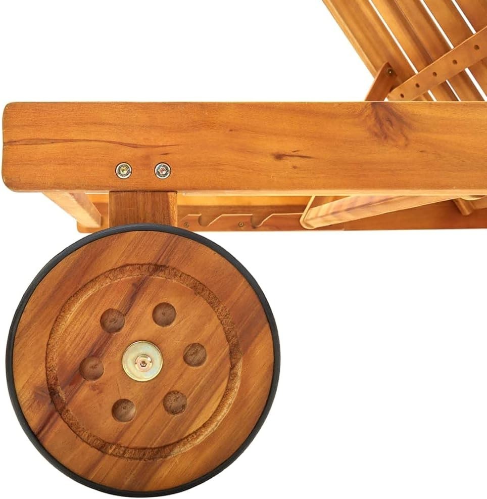 Waterproof Wooden Sun Lounger for Garden & Patio – Durable Acacia Wood 199x59x30