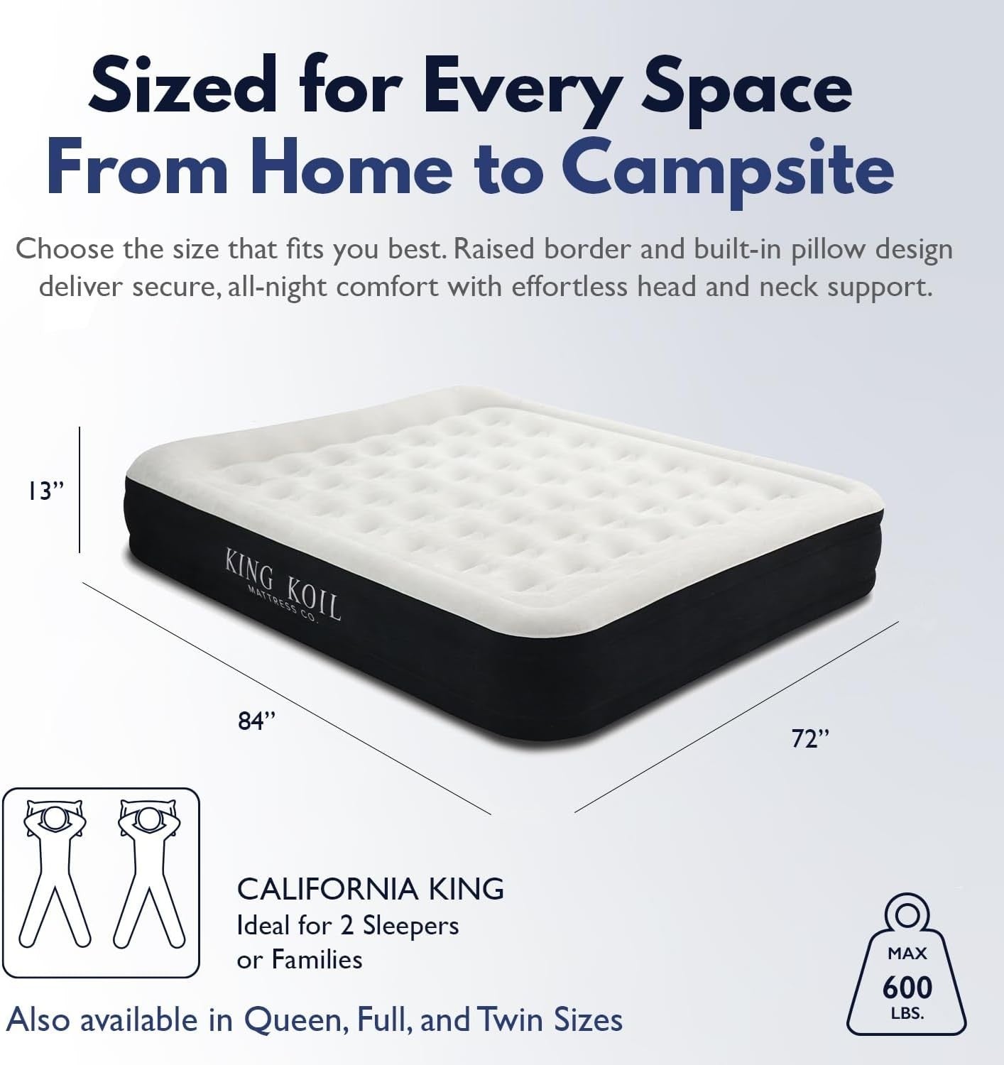 Luxury California King Air Mattress Inflatable Bed Built-in Pump