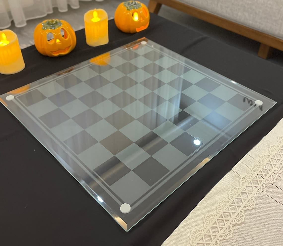 Glass Chess Set 35cm Luxury Frosted & Clear Board Crystal Game Set