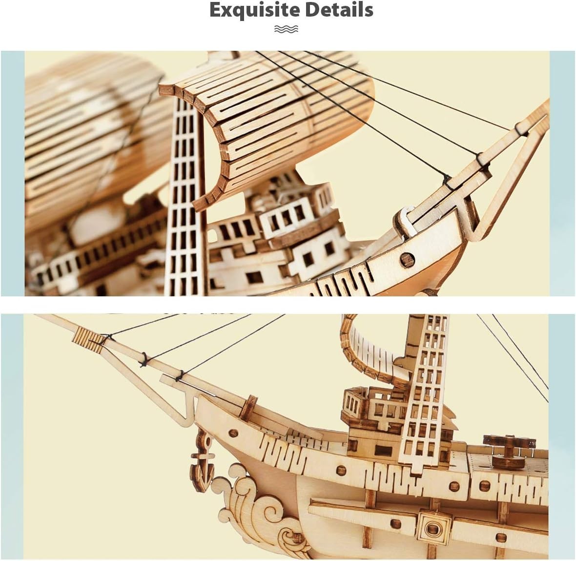 3D Wooden Sailing Ship Puzzle - Easy DIY Model Kit for Teens & Adults