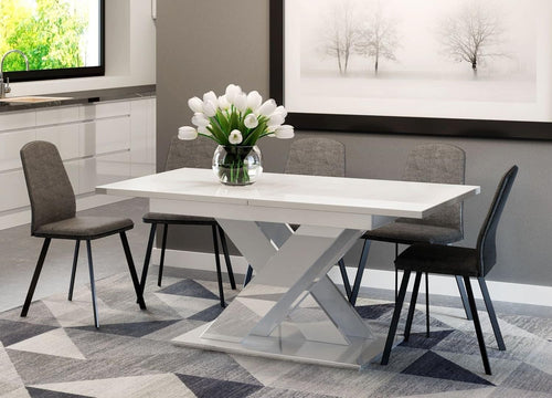 White Gloss Extendable Dining Table 140–180cm Modern Folding Space Saver