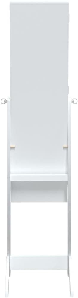 Standing Mirror Jewelry Cabinet Tilt Adjustable Storage Armoire White