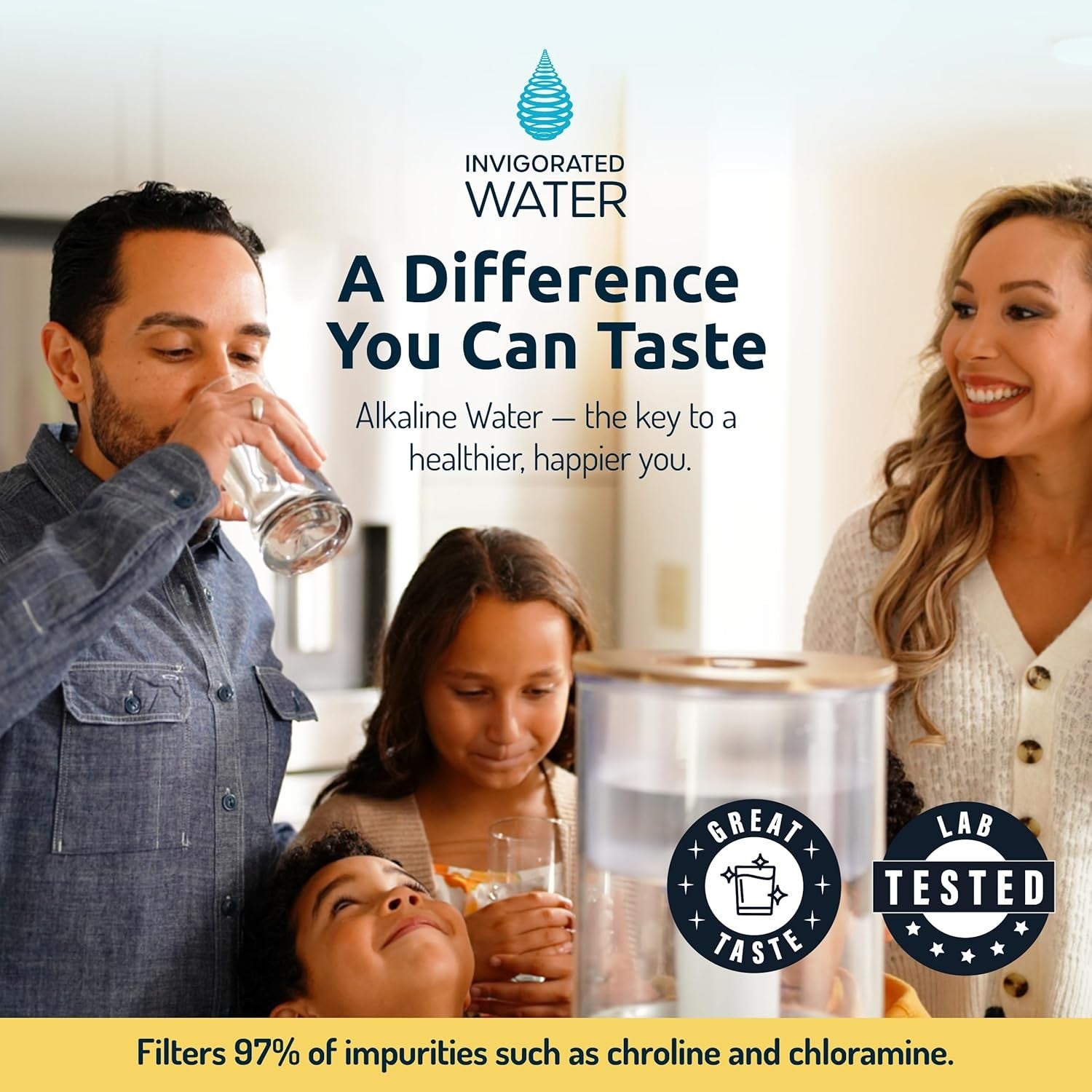 Alkaline Water Filter Dispenser Glass Countertop 8.5L Fluoride Removal
