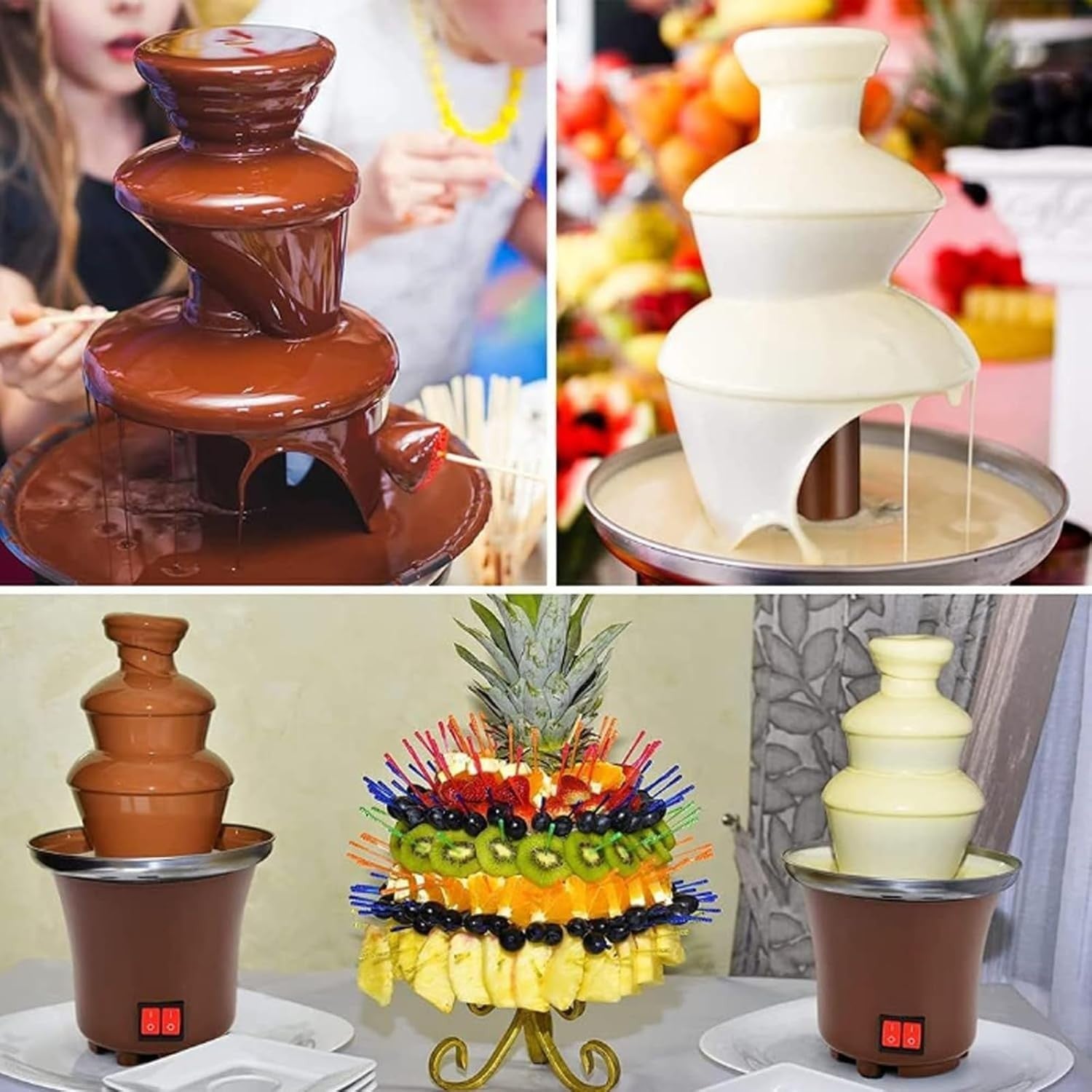 3 Tier Chocolate Fountain Machine Electric Fondue Tower 65W