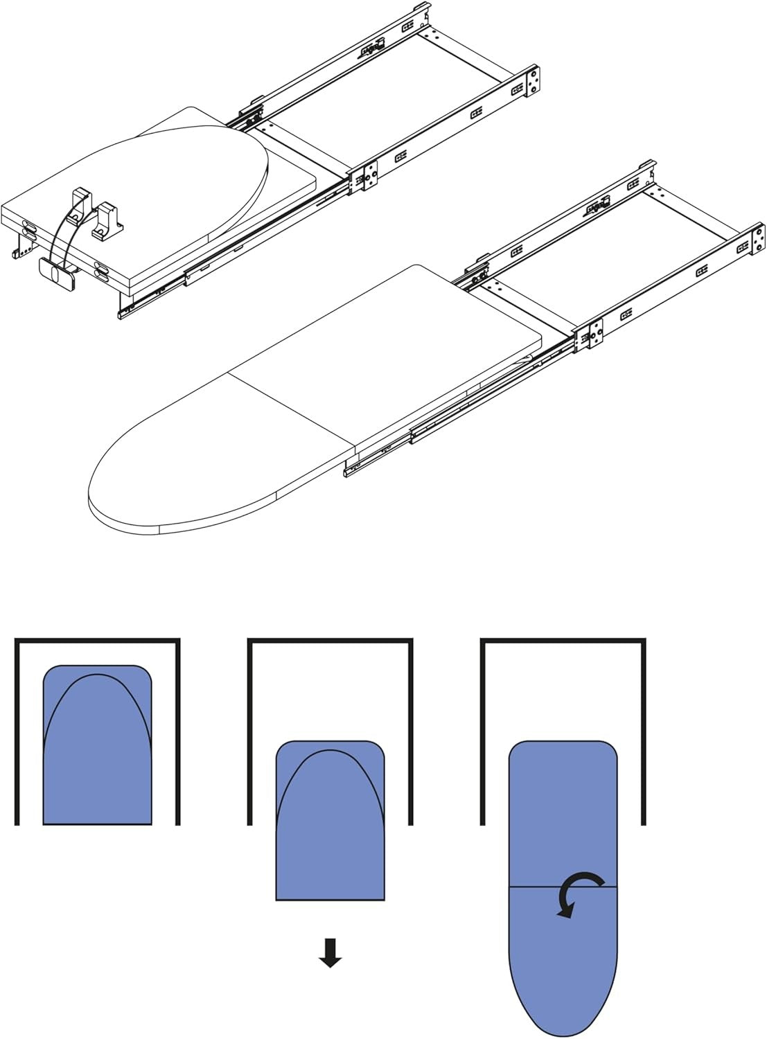 Pull Out Ironing Board Cabinet Mounted Foldable Cushioned Space Saving