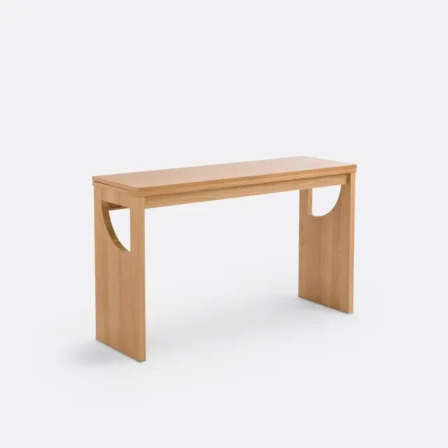 Folding Oak Console Table 130cm Veneer MDF Dining Desk Space Saver