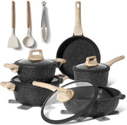 14Pcs Grey Granite Cookware Set Non-Stick Induction Ready Pots & Pans
