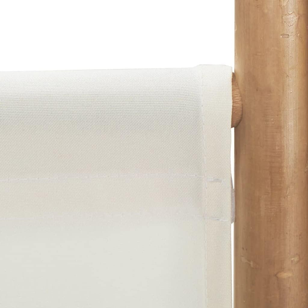 6 Panel Bamboo Folding Room Divider – 240x180cm Cream Privacy Screen for Living