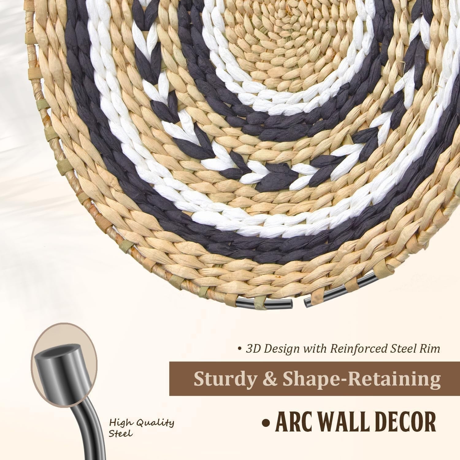 8-Pc Boho Wall Basket Decor Handmade Rattan Woven Rustic Set