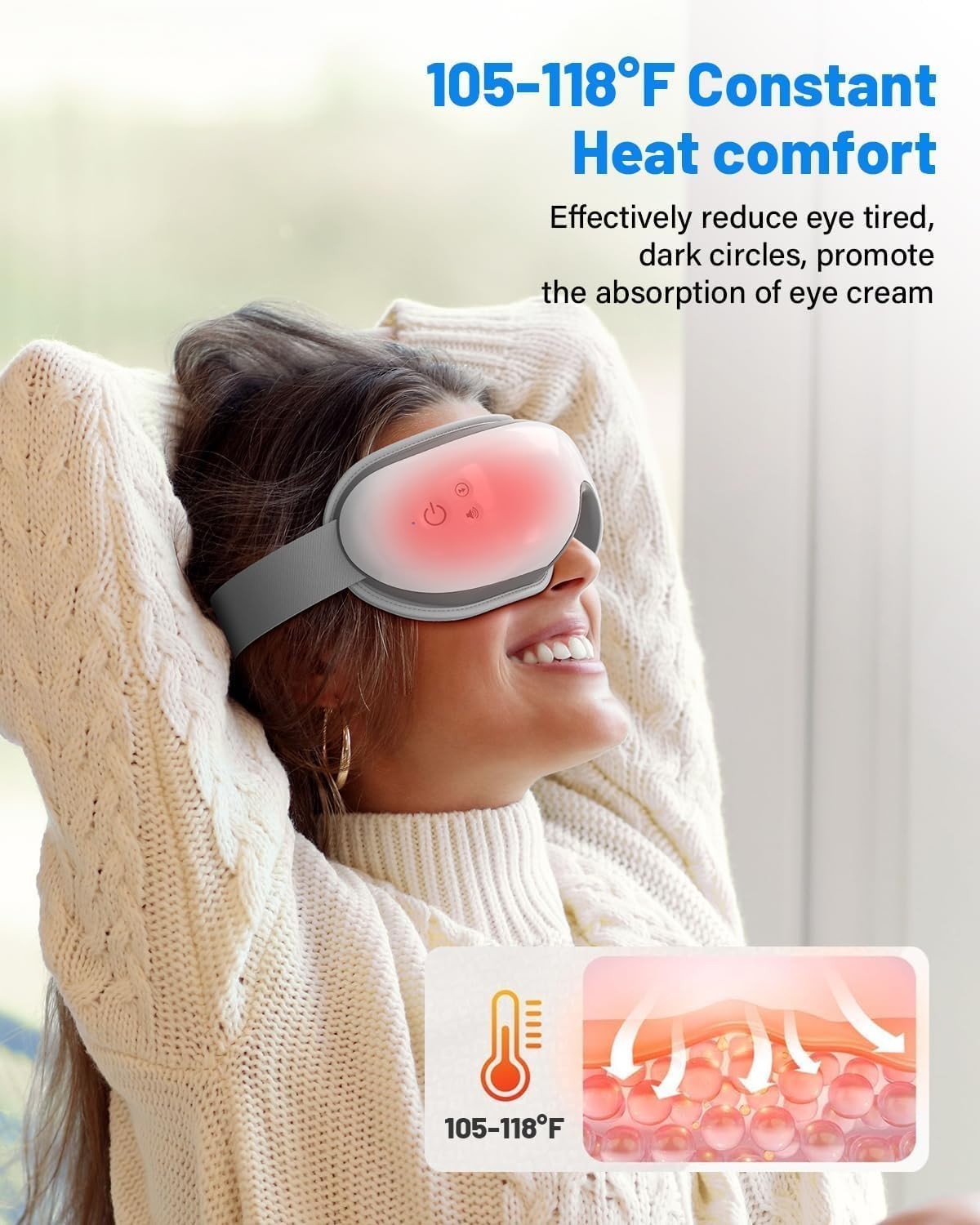 Heated Eye Massager Bluetooth Music Sleep Mask Headache Relief